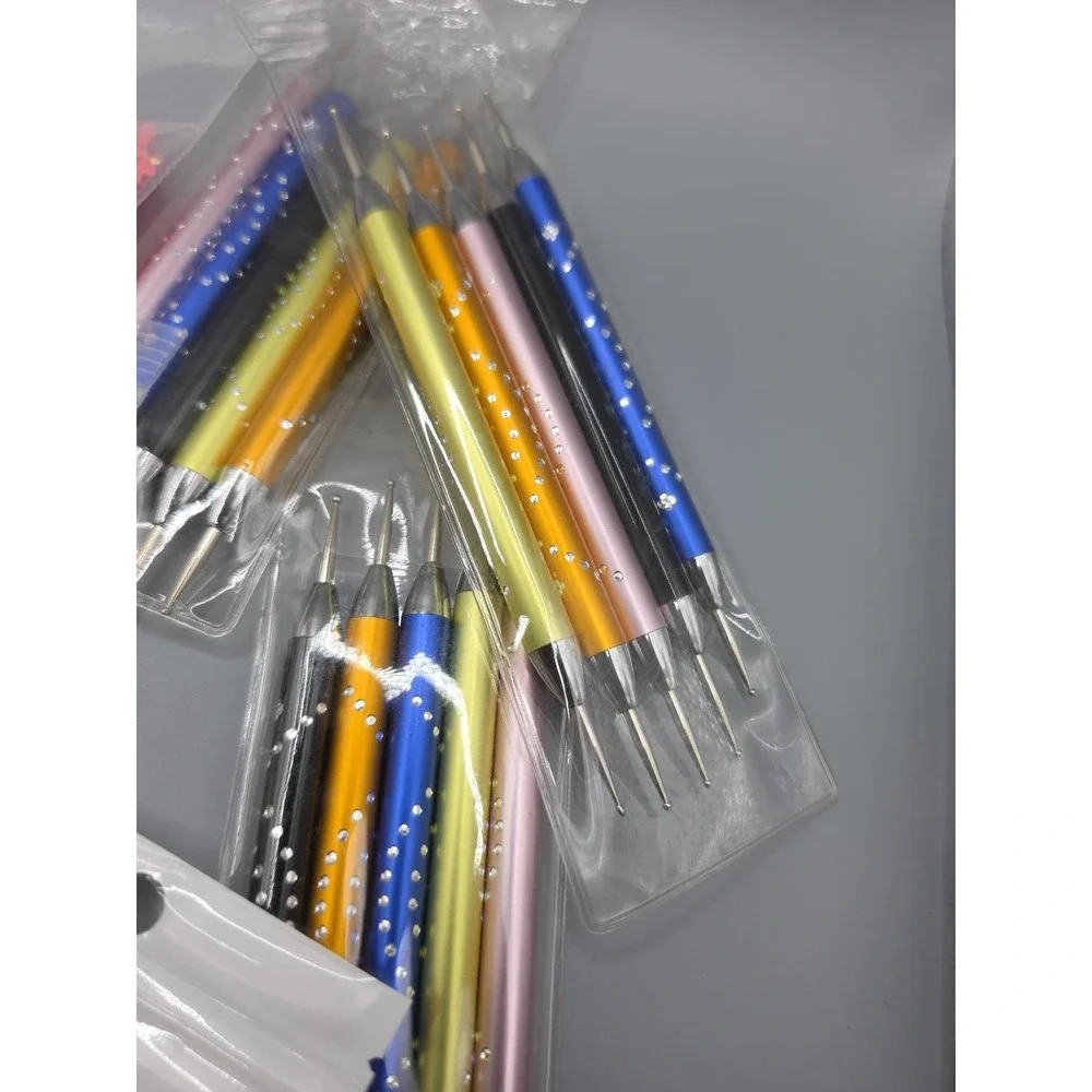 Rhinestone Gem Craft Kit Dotting Tools Pink Gold Crystals Nail Art DIY Bling